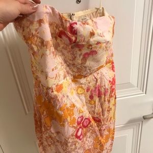 J Crew Watercolor strapless dress